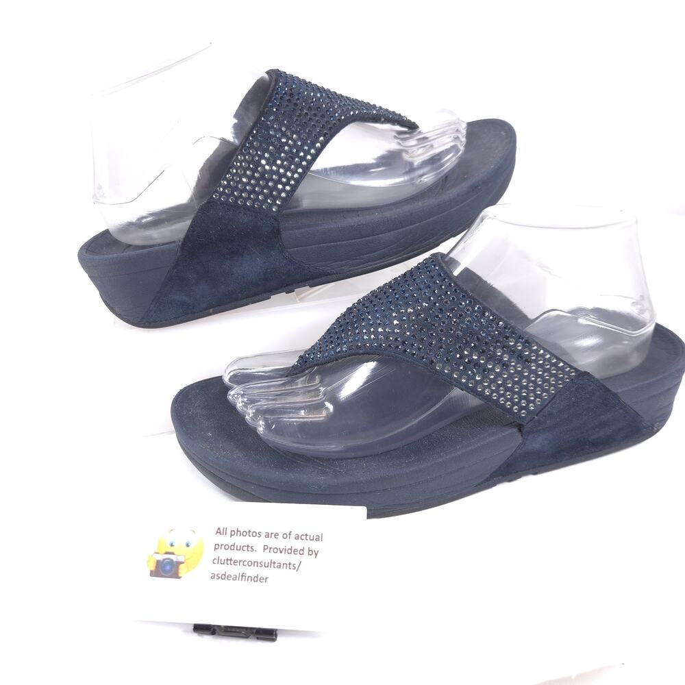 Fit Flop Casual Wedge Thong Sandals Womens Size 8 302-097 Black - Picture 5 of 9